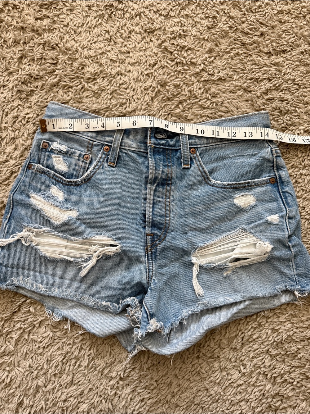Levi's Light Blue Distressed Denim Cutoff Shorts